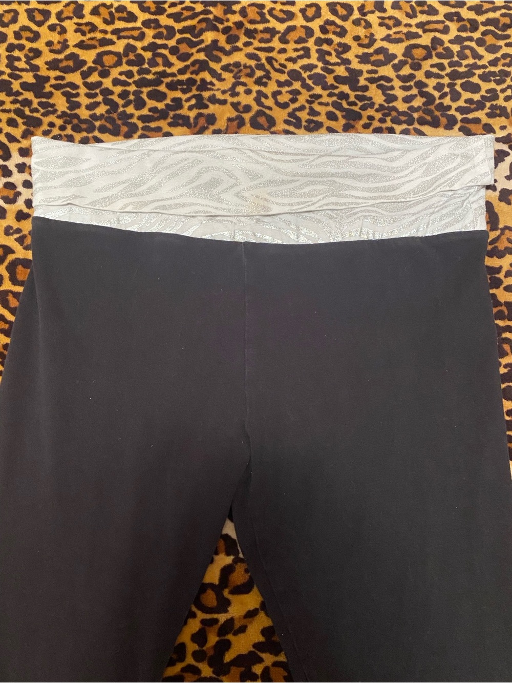 Silver Zebra Fold Over Leggings